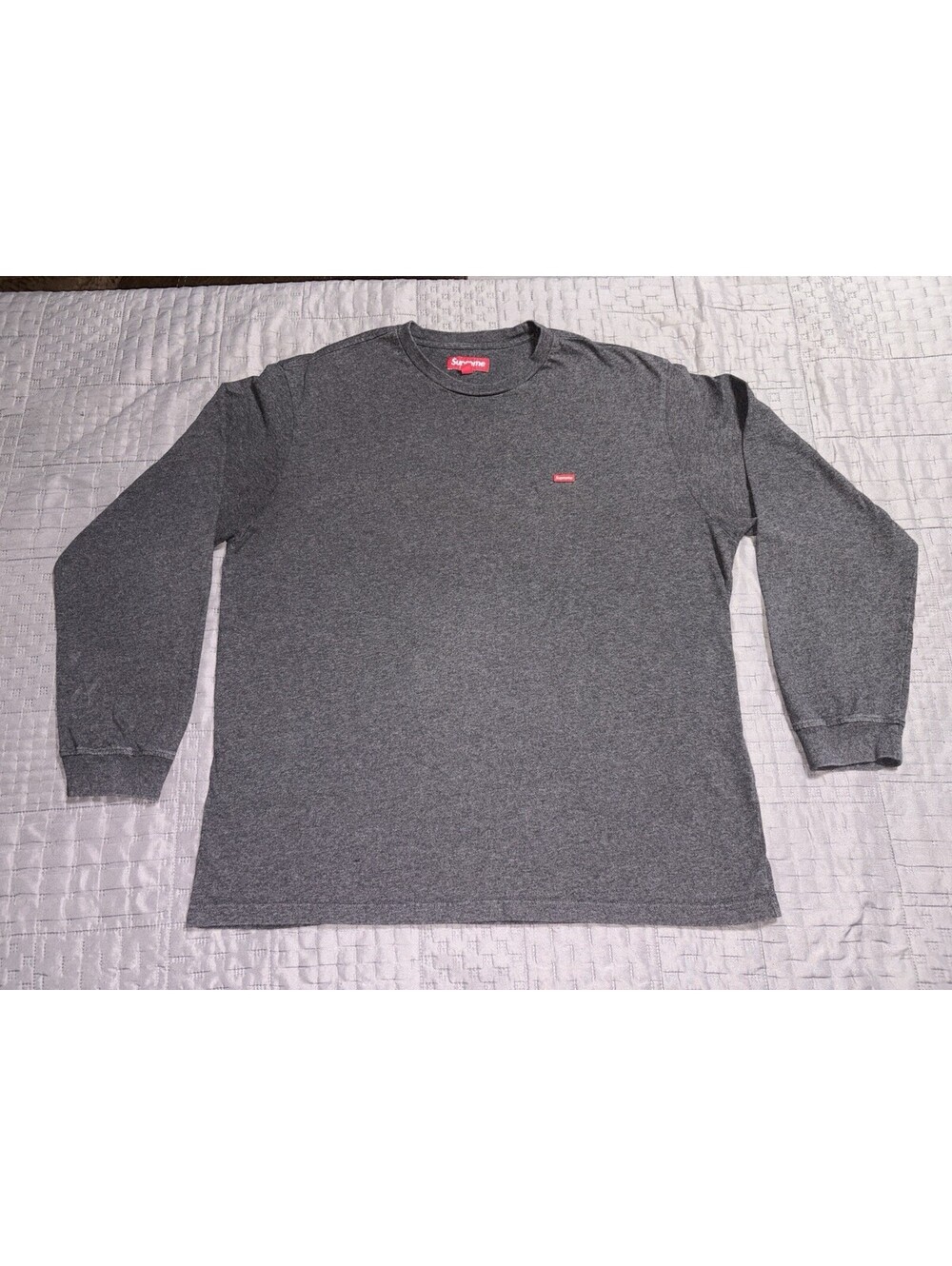 Supreme Small Box Logo L/S Tee Gray Mens XL Long Sleeve Cotton T Shirt Crew